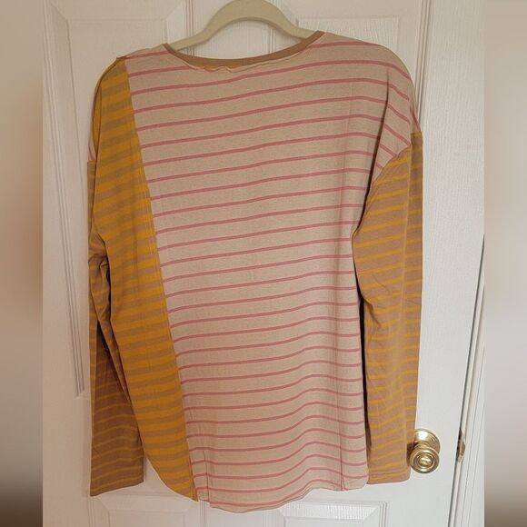 Easel NWTS Med Striped Long Sleeve Shirt with Pocket - Picture 2 of 4